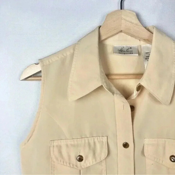 Vintage Kathie Lee Yellow Button Down Tank Top S - Picture 3 of 5